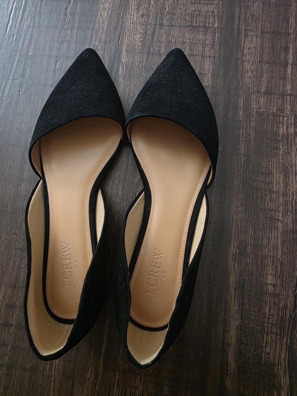 J.Crew Black Suede D'Orsay Pointed Toe Flats Women's Size 7.5 - Picture 2 of 5